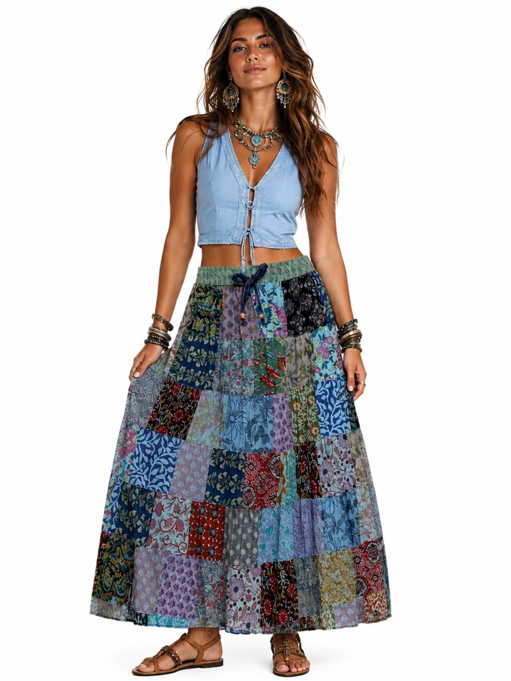 Hippie Forever Handmade Patchwork Skirt Womens SZ OS Enchanted Dreamy Boho Fairy